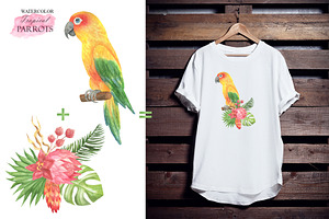 Watercolor Tropical Parrots