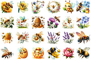 Summer Bees With Flowers Clipart, an Illustration by Sublimation Artist (Thumbnail 2 of 6)