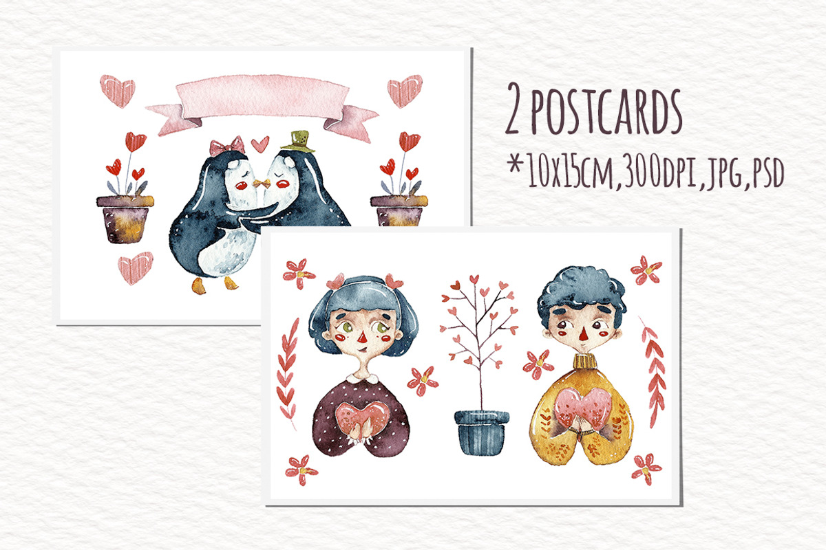 Watercolor Valentine's Day, an Animal Illustration by talloshau's illustrations (Photo 7 of 8)