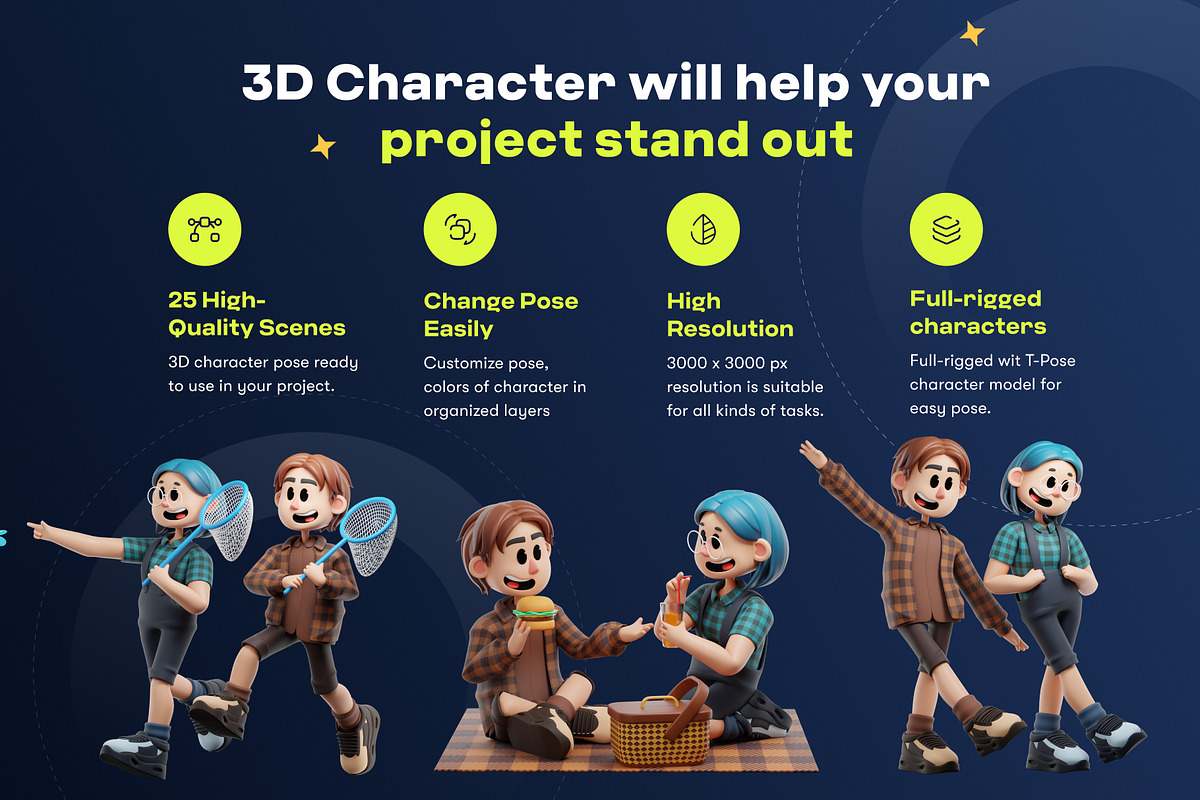 Friendship 3D Character, a Characters & Person 3D Model by orenjidesign (Photo 2 of 8)