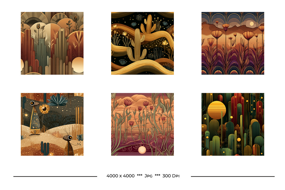Desert Retro Art Style Patterns, a Pattern Graphic by karenfoleyphoto (Photo 3 of 13)