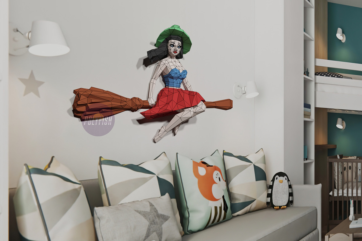 DIY Witch 3D model template, a Templates & Theme by PolyFish (Photo 4 of 6)