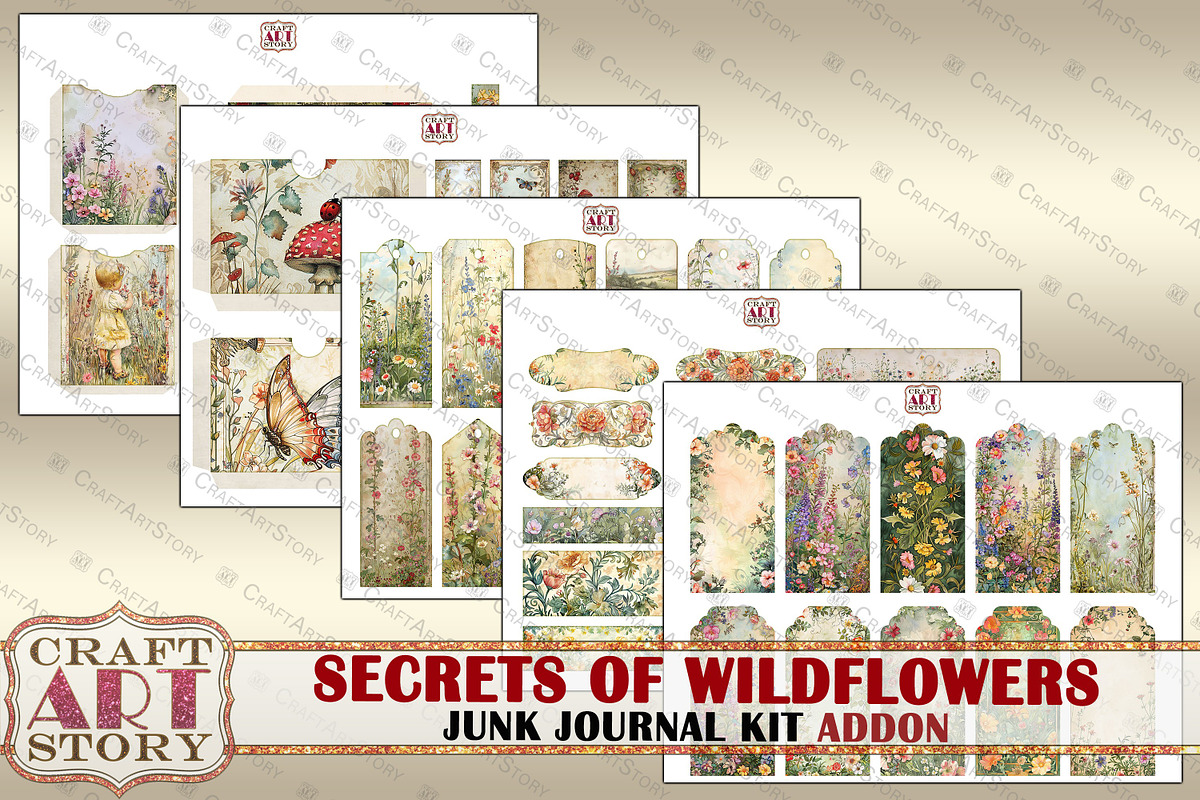 Wildflowers Junk Journal Pages ADDON, a Decorative Illustration by ...