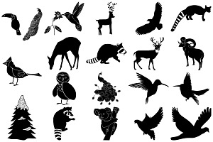 Forest Animal Silhouettes AI EPS PNG