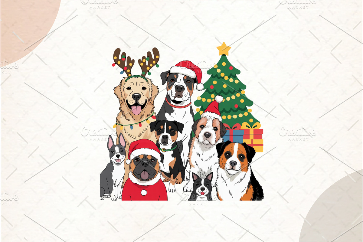 Christmas Dog png, an Illustration by Watercolor design (Photo 1 of 6)
