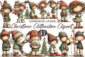 Whimsical Cute Christmas Elf Clipart, a Seasonal Illustration by designcity5