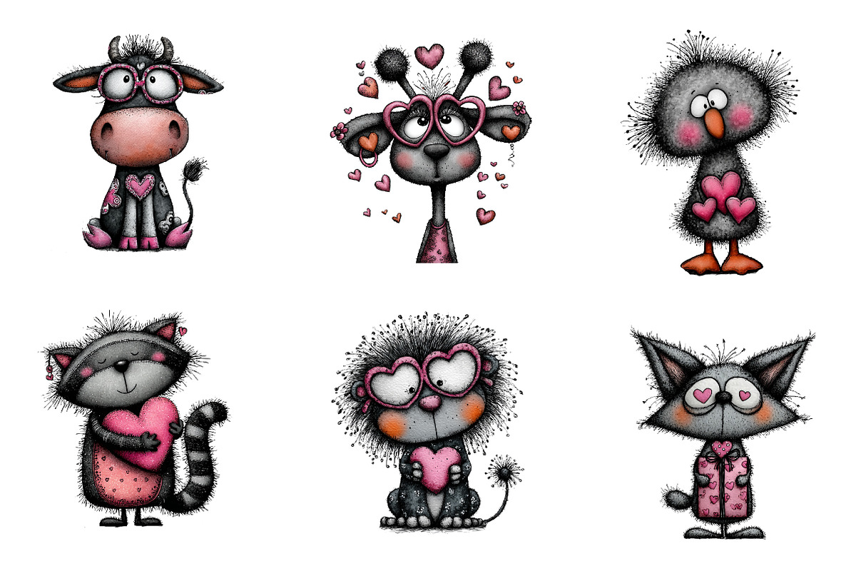 Valentine Animals Clipart, an Illustration by CreationArt (Photo 3 of 6)