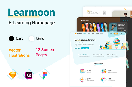 Learmoon - E-Learning Homepage, a Landing Page Template by Indisains