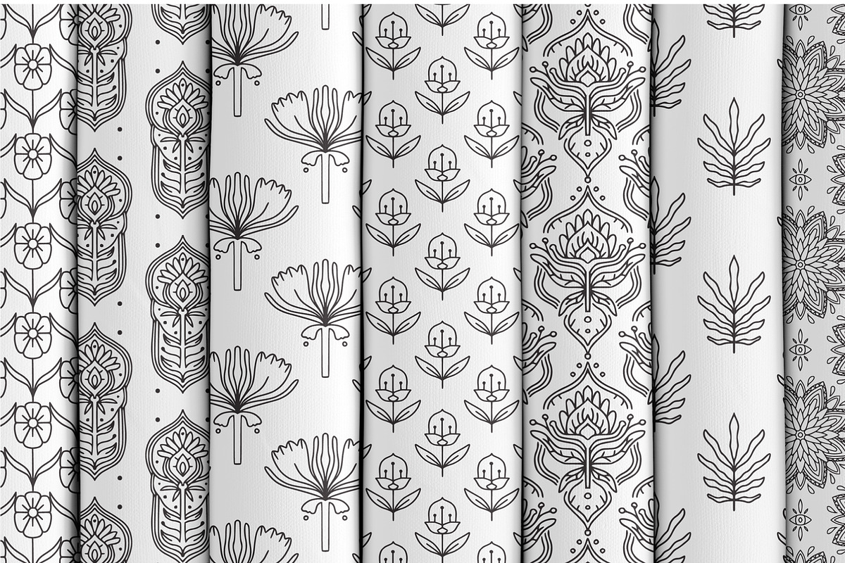 FOLK FLOWERS patterns, elements, an Outline Icon by Lena Nikolaeva (Photo 8 of 12)
