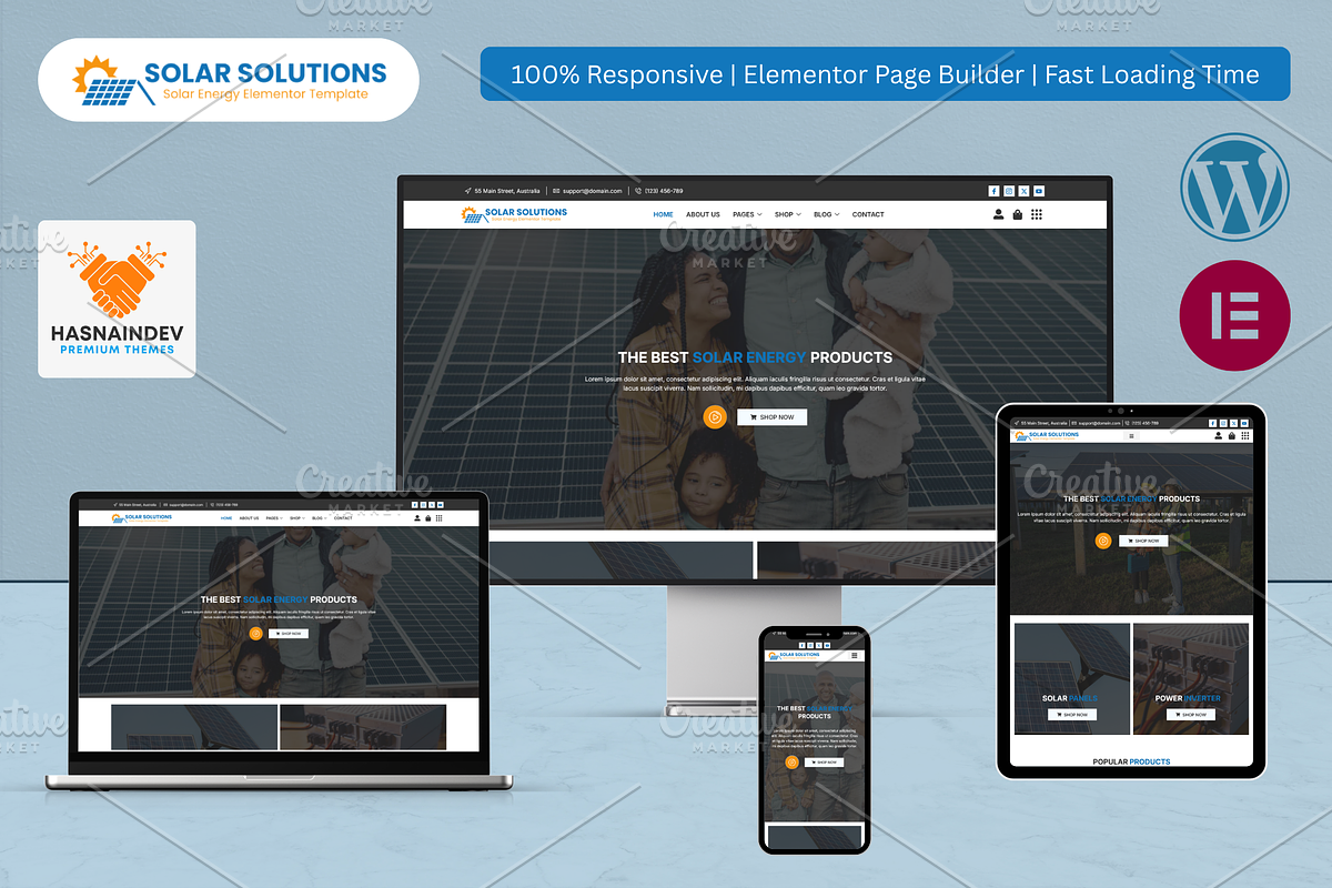 Solar Energy, Wind & Power Elementor, a WordPress Template by HasnainDEV (Photo 1 of 5)
