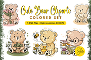 Cute Bear Cliparts - Colored Set, an Object Graphic by shielscreations (Thumbnail 1 of 3)