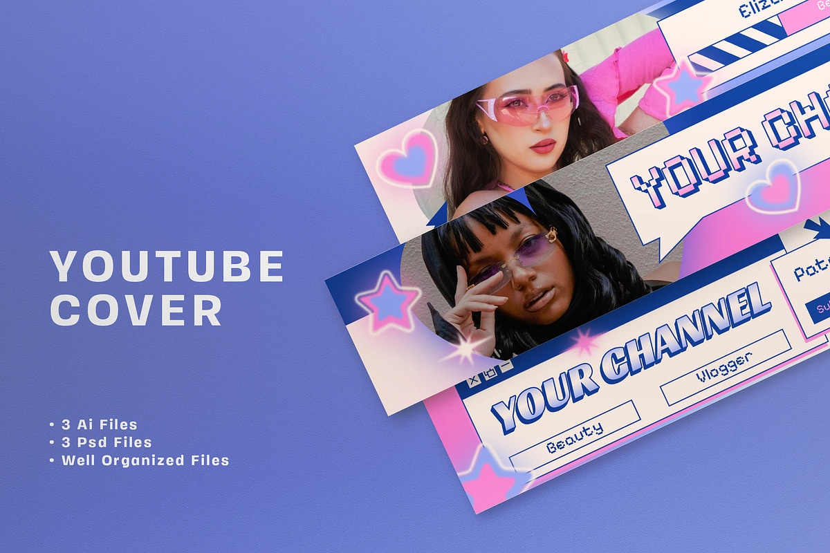 Y2K Beauty Vlogger Youtube Banner, a Social Media Template by graphicook (Photo 1 of 3)