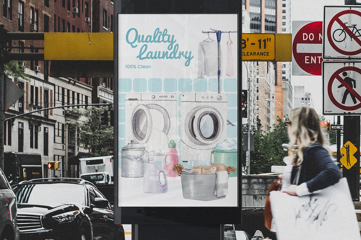 Laundry Day Watercolor Illustration, an Object Illustration by CreativeValuation (Photo 10 of 13)