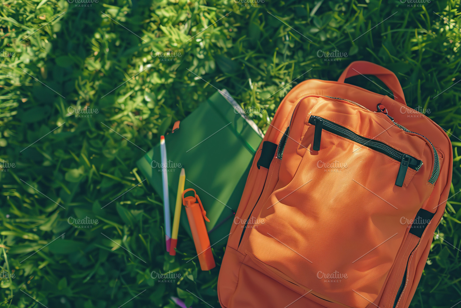 Modern school backpack with copyspace for text. Back To School c, a School & Education Photo by AlyaAnd