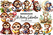 Cute Monkey Sublimation Clipart, an Illustration by DreamArtGraphic (Thumbnail 1 of 5)