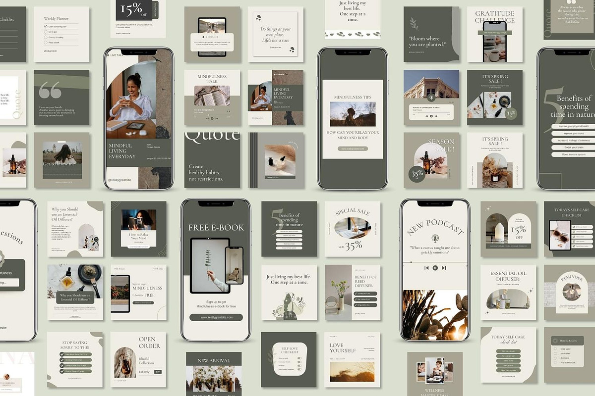 Wellness & Self love Canva Template, a Social Media Template by Kawalan Studio (Photo 3 of 10)