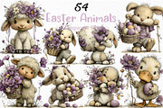 Whimsical Easter Animals Clipart, an Illustration by Craft Nest (Thumbnail 1 of 12)