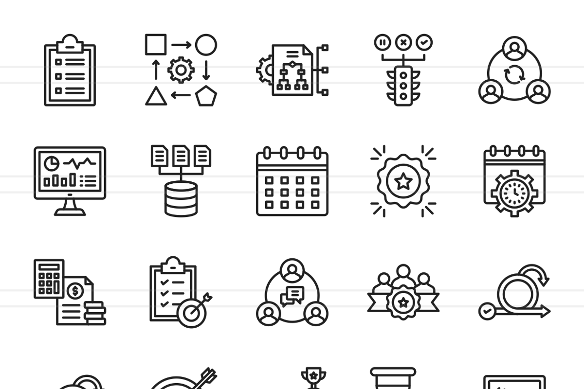 50 Project Management Line Icons, an Icon by IconBunny