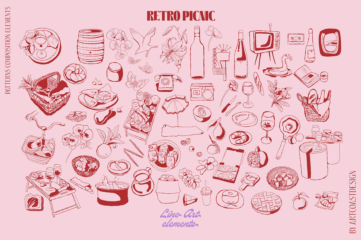 Retro Picnic & Affirmations Posters, a Food Illustration by nadispasibenko (Photo 7 of 14)