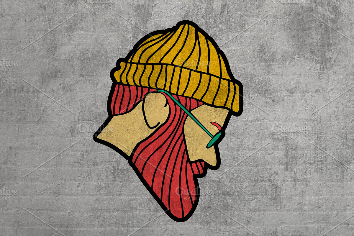 Hipster Face Print illustration., a Person Illustration by DeShoff Art (Photo 3 of 3)