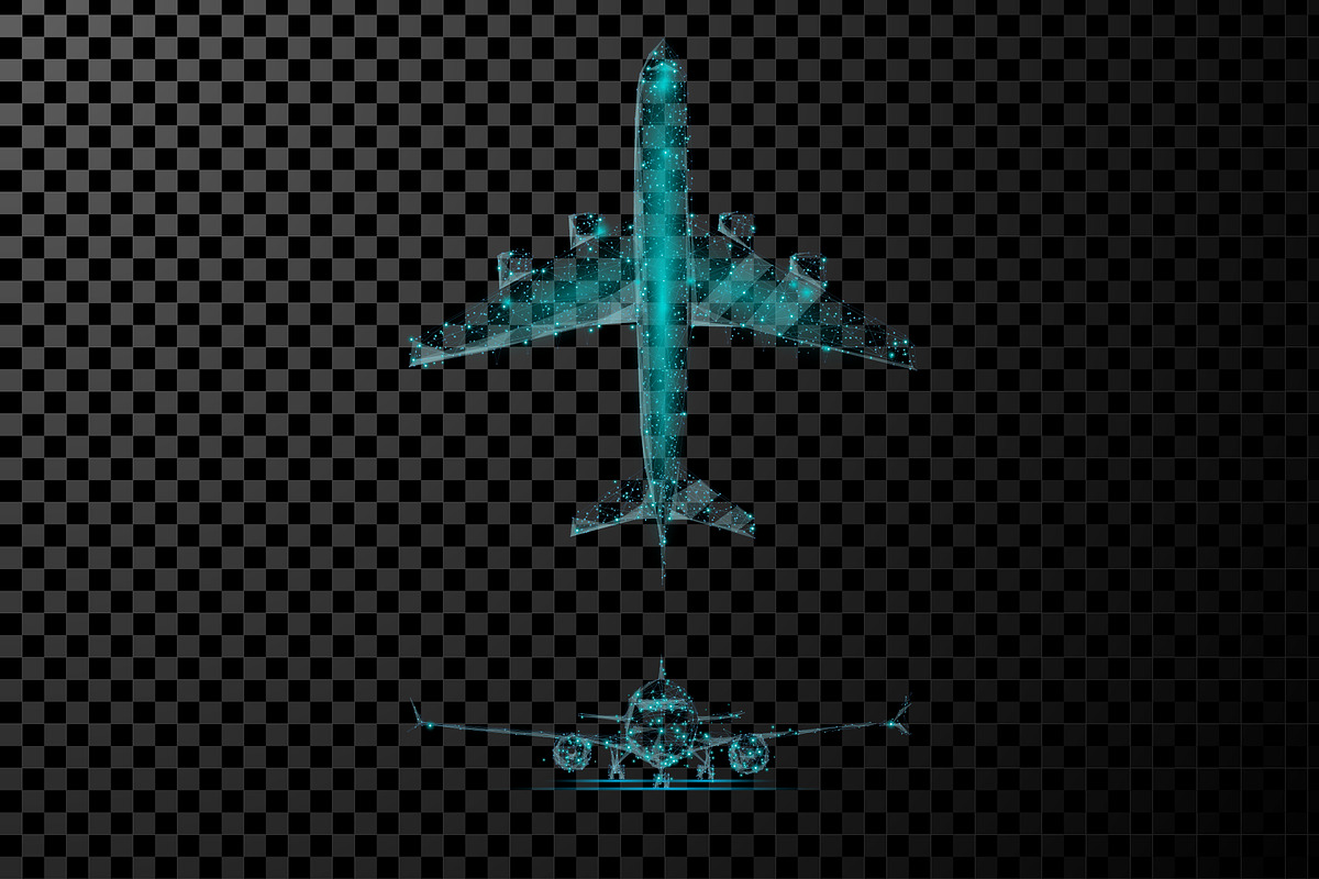 airliner low poly blue. EPS + PNG, a Technology Illustration by ANTON KHRUPIN ART (Photo 2 of 2)