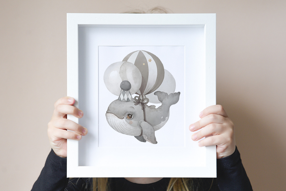 Gray Watercolor Nursery graphic Set, an Illustration by TanyaSchuka (Photo 11 of 11)