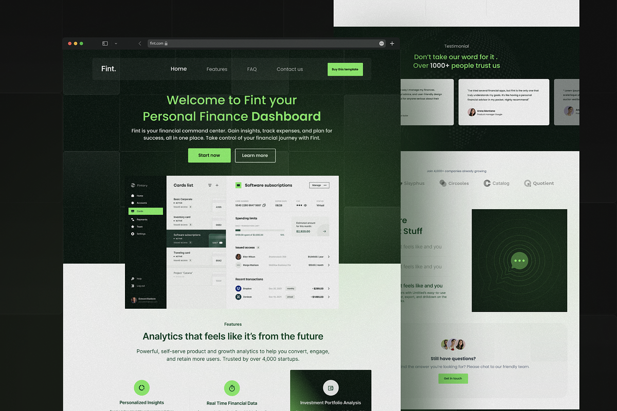 Fint - Modern Finance Landing Page, a Marketing Template by Aymane Helfa (Photo 2 of 4)