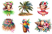 Cute Tropical Hula Dance Hawaiian, an Illustration by Watercolor design (Thumbnail 3 of 4)