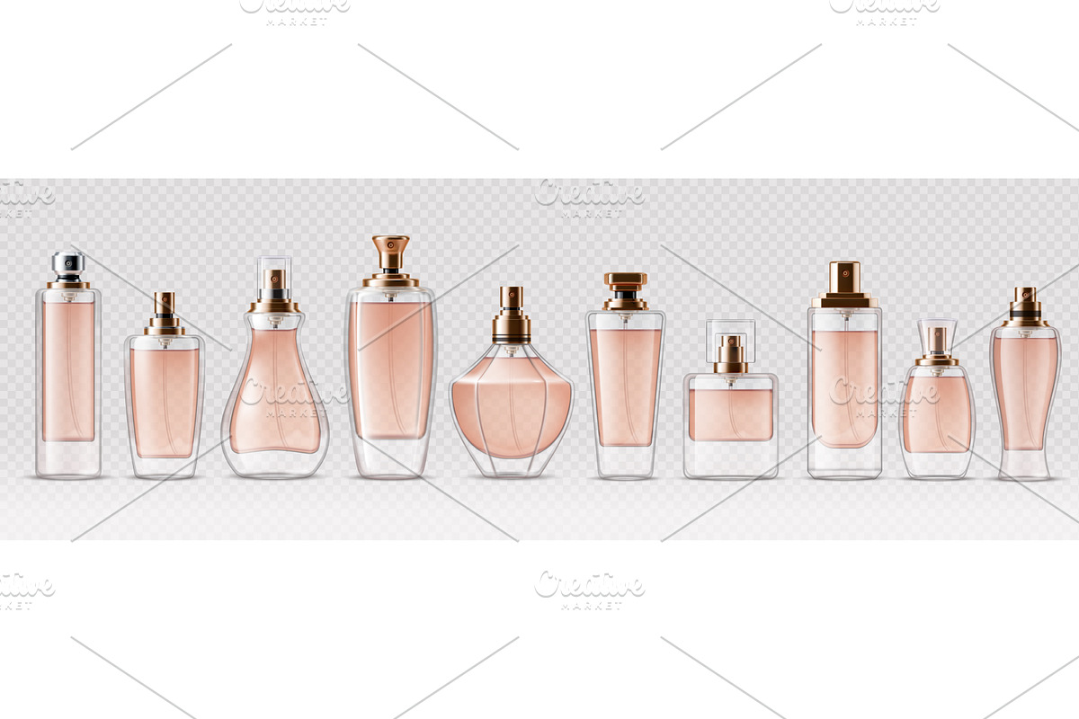Fragrance glass bottle mockups, a Healthcare Illustration by Vector Tradition