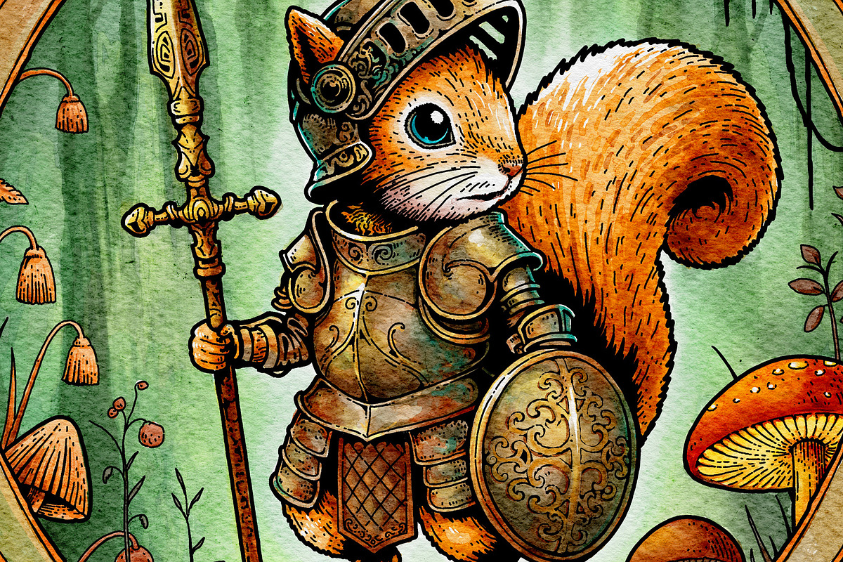 Watercolor Fantasy Creature, Squirel, an Animal Illustration by NStudio (Photo 1 of 9)