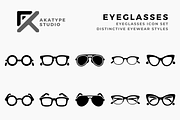 Eyeglasses Icon Set, a Solid Icon by Akatype Studio (Thumbnail 1 of 3)