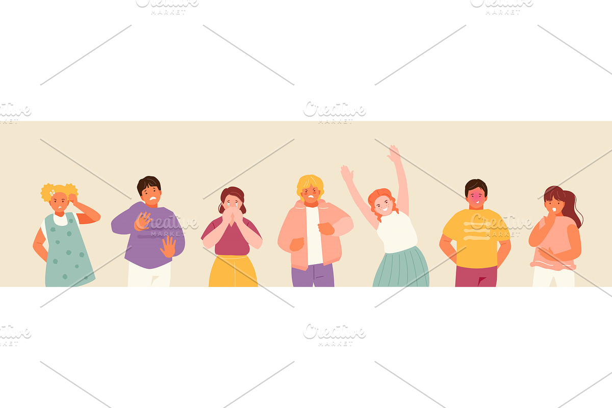 Children with different emotions, a Person Illustration by artbesouro