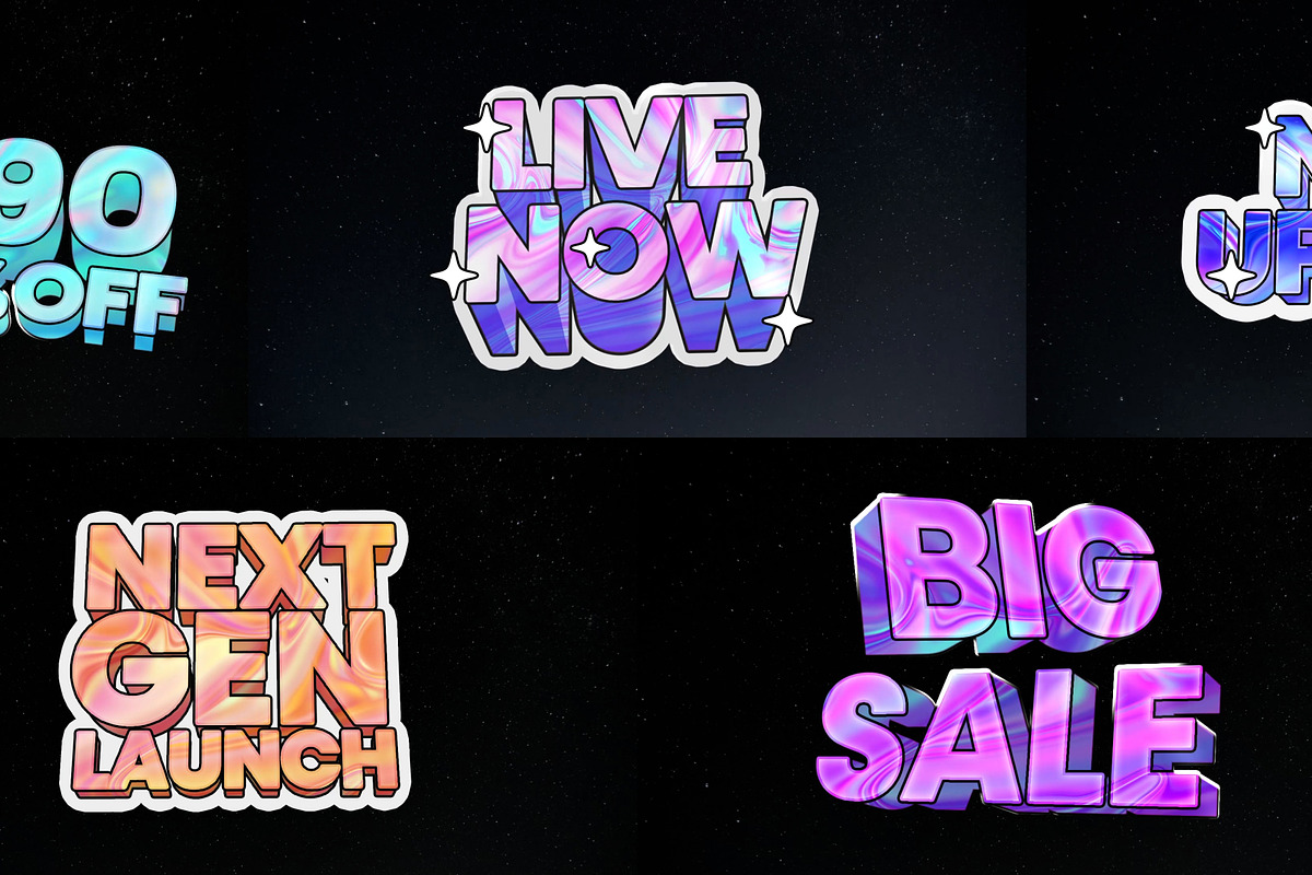 Holographic Text Effect After Effect, a Social Media Template by Loin Studio (Photo 1 of 3)