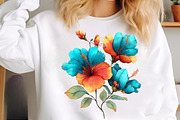 Whimsical spring hibiscus flowers, an Illustration by SinaCreation (Thumbnail 7 of 11)