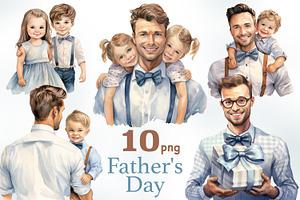 Fathers Day Clipart Collection, a Person Illustration by GlamArtZhanna