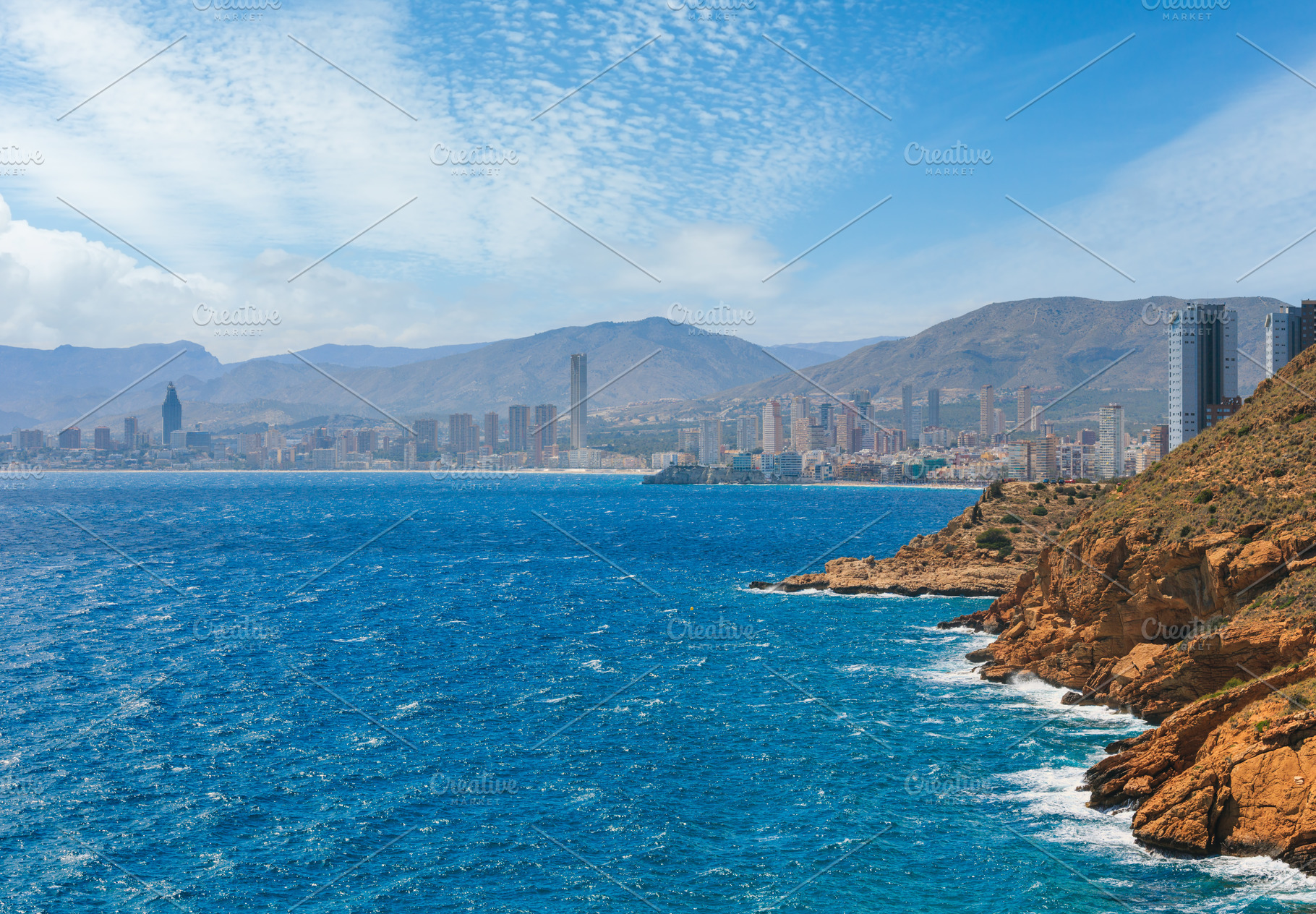 Benidorm city coast summer view (Costa Blanca, Alicante, Spain)., a Nature Photo by YuriyB