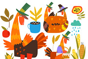 Cute Thanksgiving Set Composed of, an Animal Illustration by Maria Starus (Thumbnail 3 of 3)