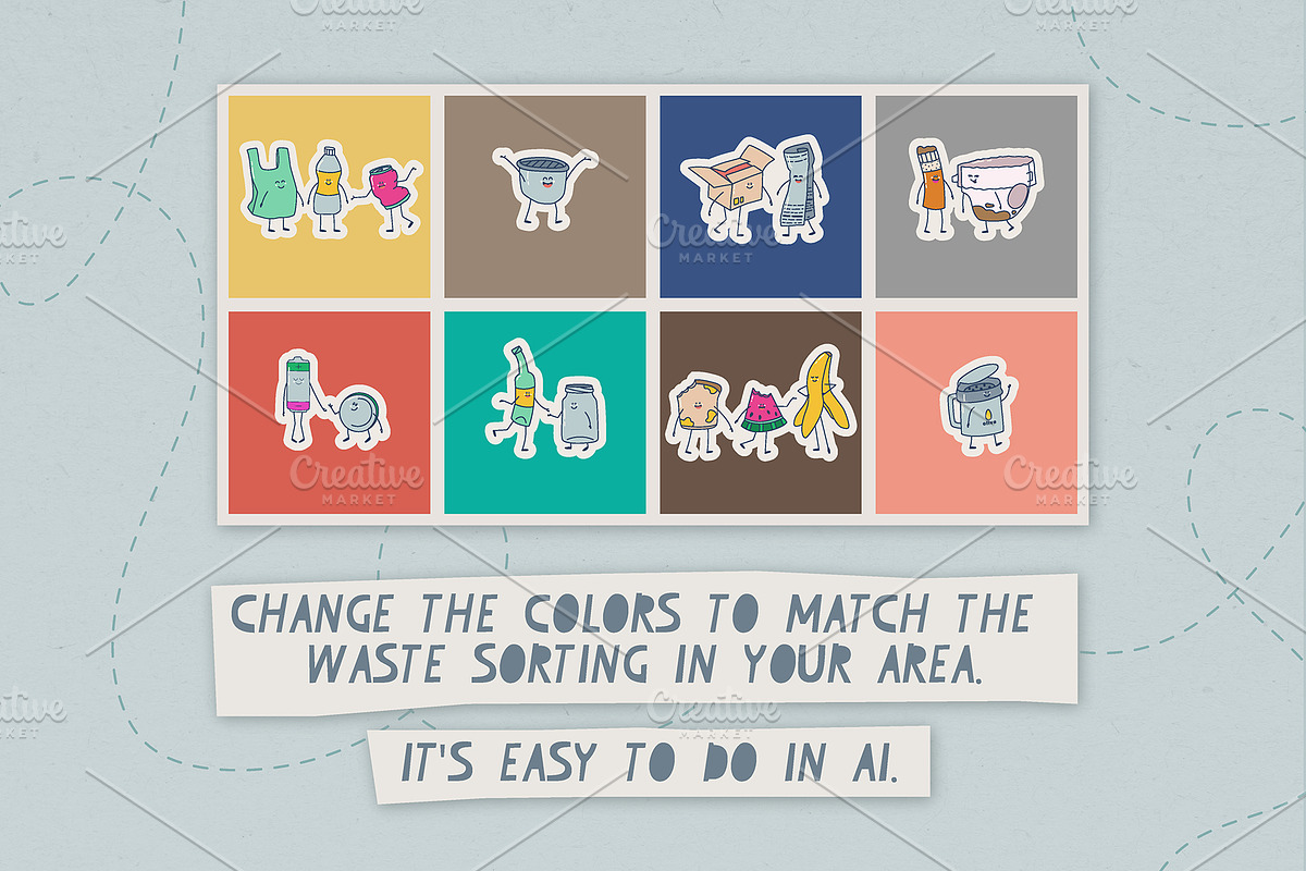 Waste sorting stickers, a Decorative Illustration by Popova (Photo 4 of 6)