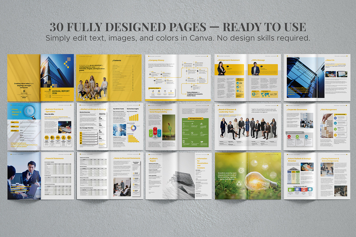 Annual Report Template Canva, a Brochure Template by Oshin Design (Photo 2 of 6)