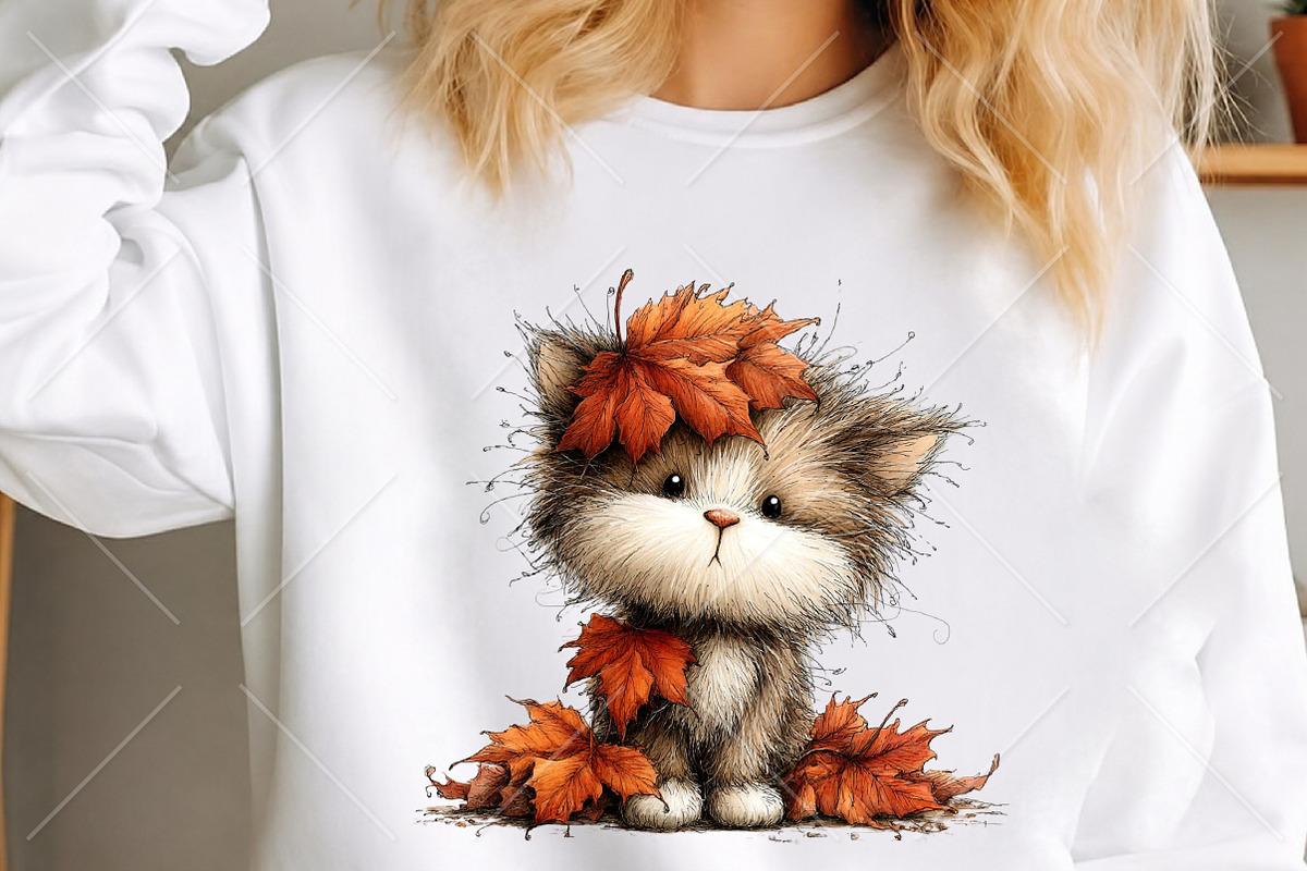 Whimsical Cute Autumn Cat Clipart, a Seasonal Illustration by Canvas Craft (Photo 5 of 10)