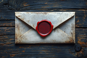 Envelope with red wax seal, an Abstract Photo by AlyaAnd