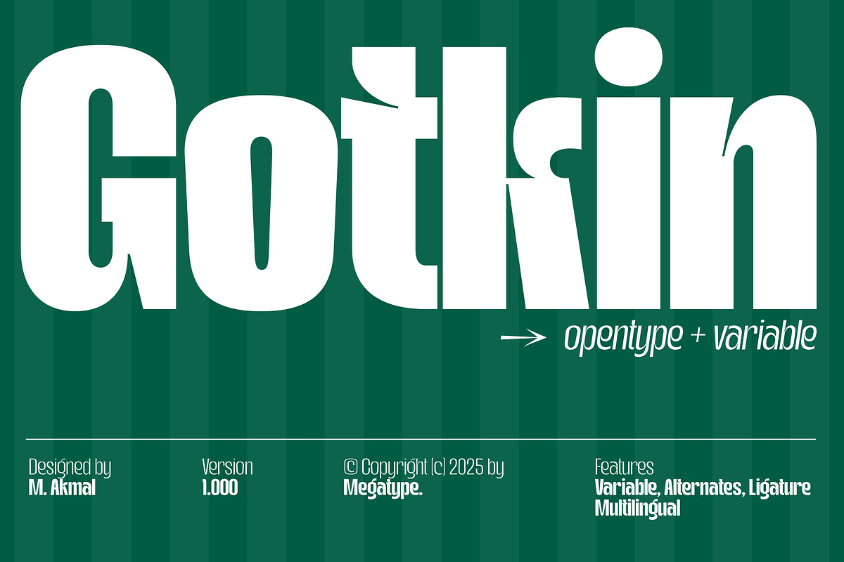 Gotkin Variable Sans Serif, a Sans Serif Font by Megatype (Photo 1 of 15)