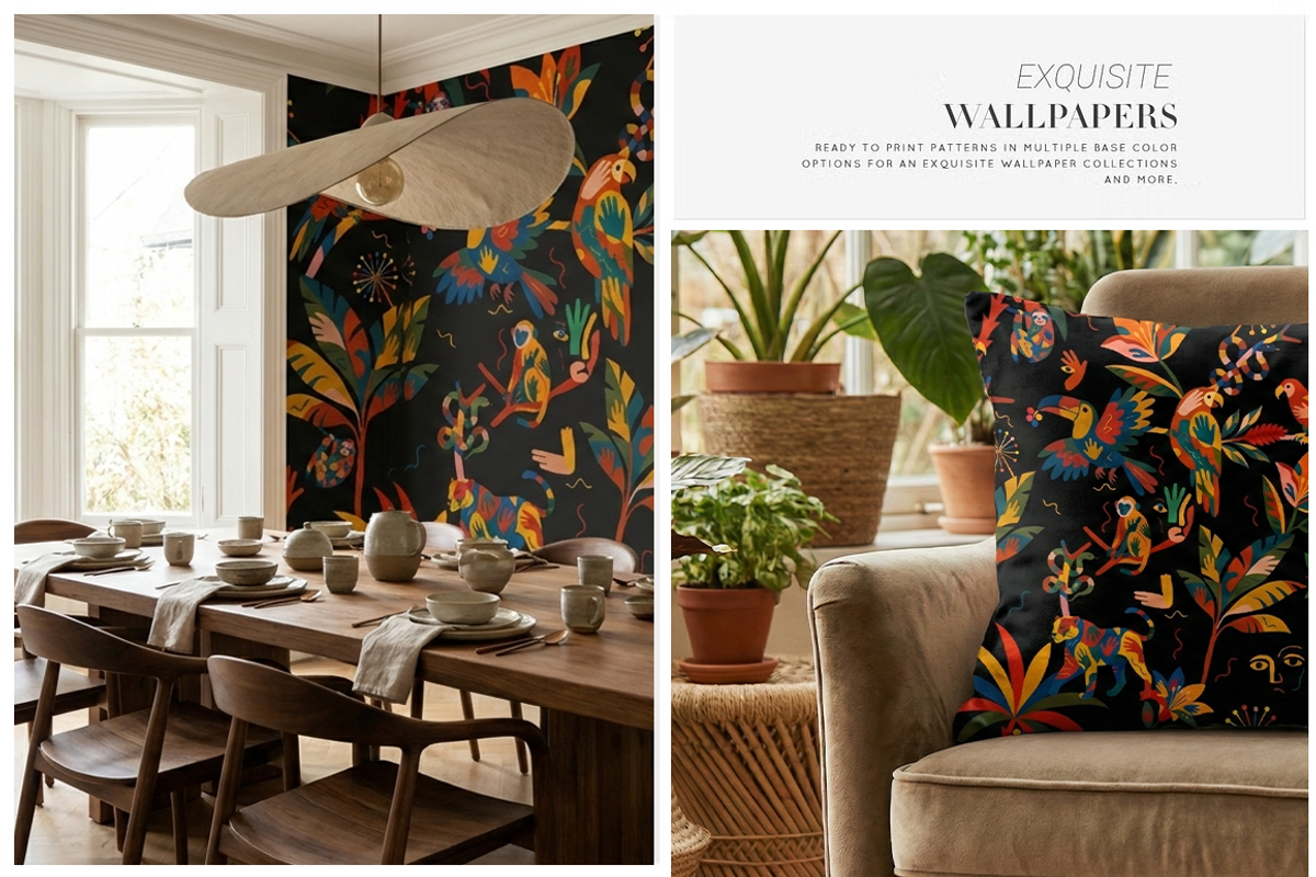 Jungle & Wildlife Abstract Folk Art, a Wallpaper Graphic by Luiz da Rolt Grathwohl (Photo 7 of 10)