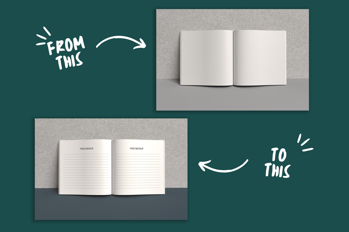 Square Open book mockup, an Advertising Mockup by Rami's Mockups (Photo 2 of 8)