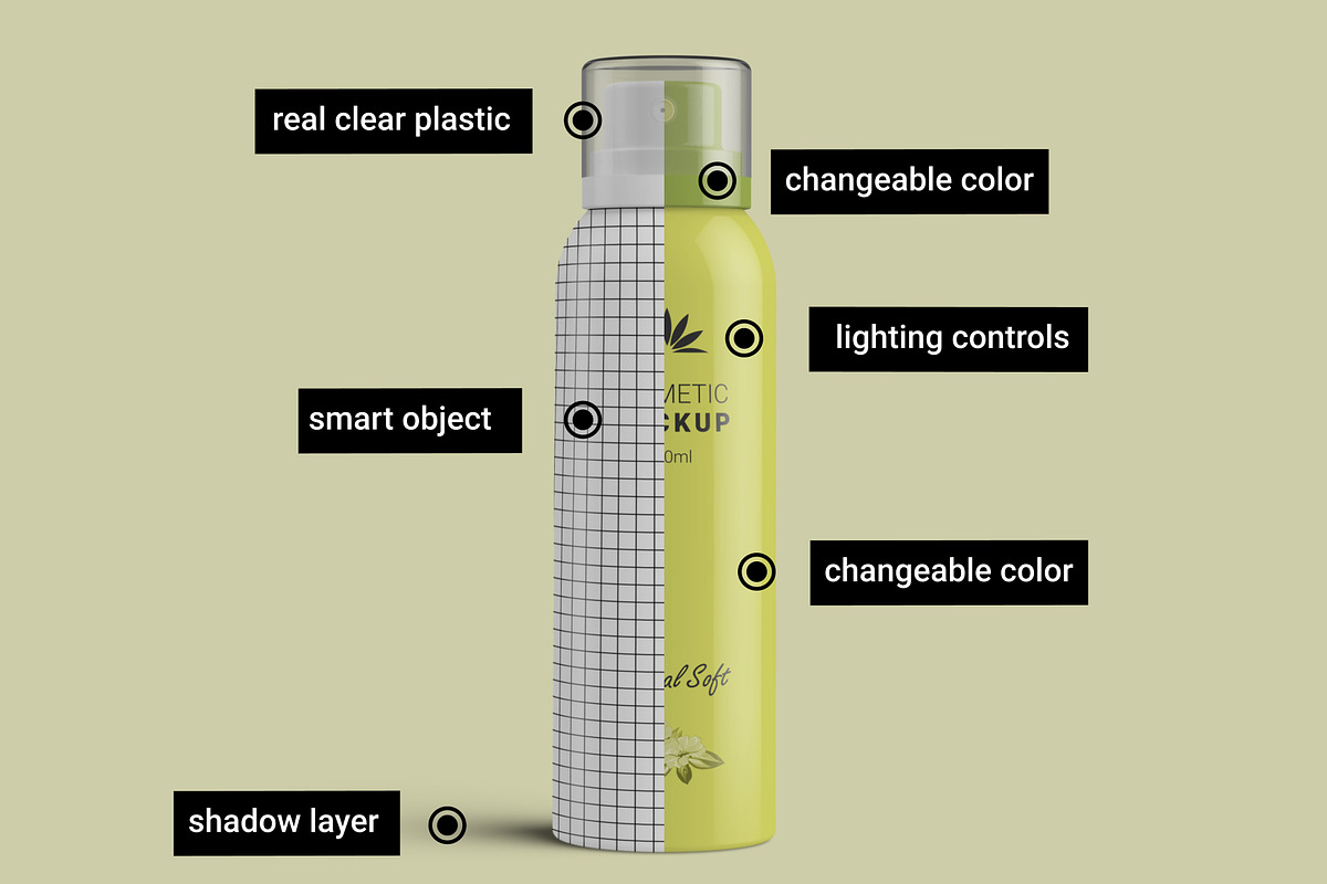 Cosmetic Spray Bottle Mockup, a Cups & Container Mockup by Digitalphaser (Photo 2 of 5)