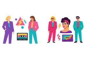 Fashionable women and men dressed in, an Illustration by ZinetroN