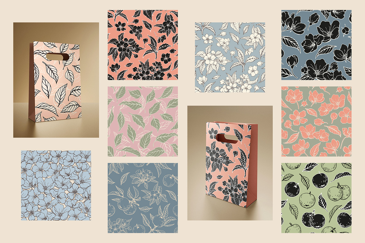 Apple blossom & fruit. Vector set, a Decorative Illustration by ON_lineart_store (Photo 10 of 12)