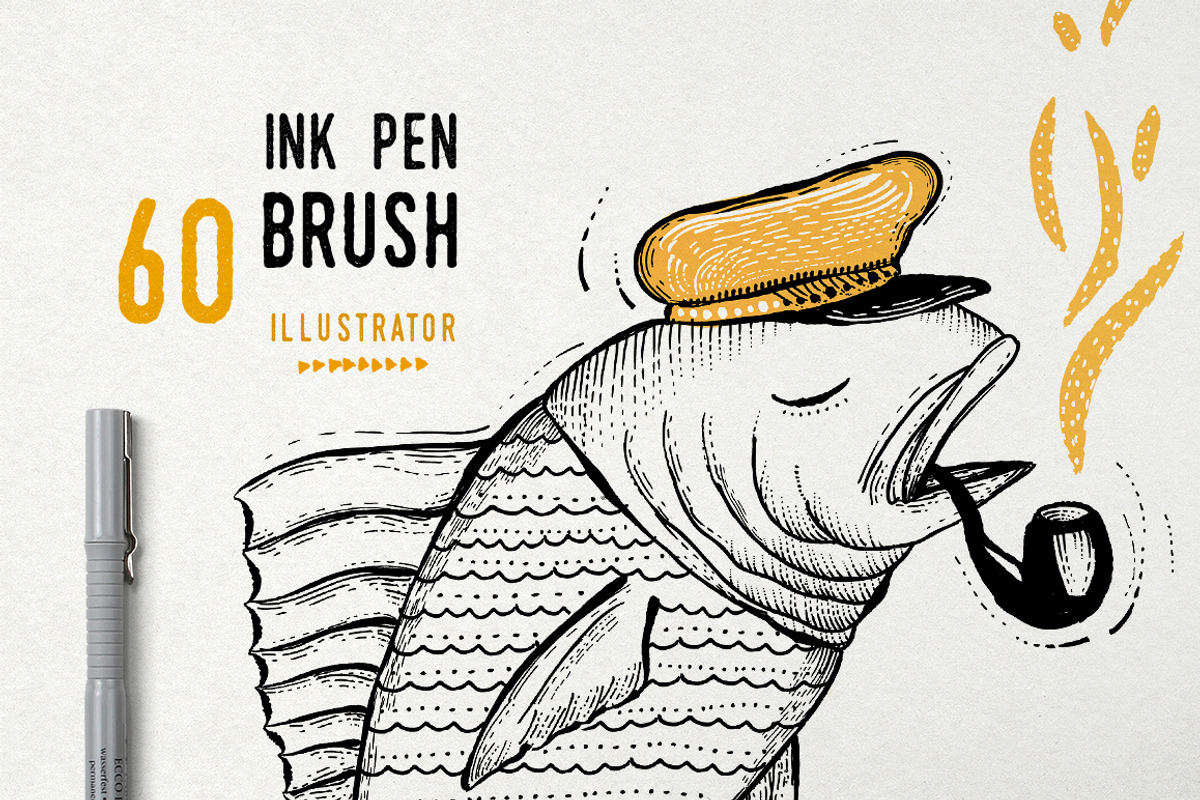 Ink Pen Brush vector, a Brush Add-On by ZiziMarket (Photo 1 of 3)