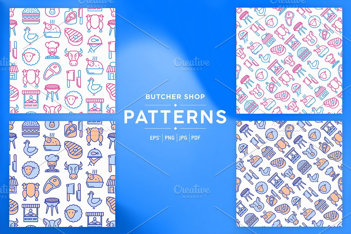 Butcher Patterns Collection, a Pattern Graphic by Alex Blogoodf