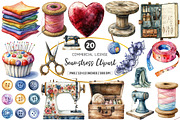 Watercolor Seamstress Clipart, an Illustration by SinaCreation (Thumbnail 1 of 5)